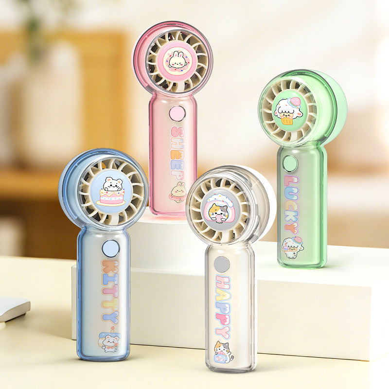 Unisex Portable Hand Fan with Cheerful Cat Design Bowlift