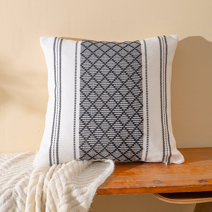 Textured Geometric Pattern Decorative Cushion
