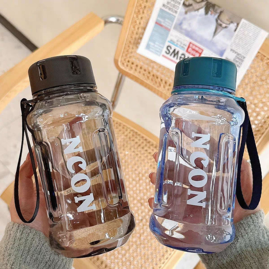 Women Transparent Drinking Bottle with Practical Carrying Handle Bowlift