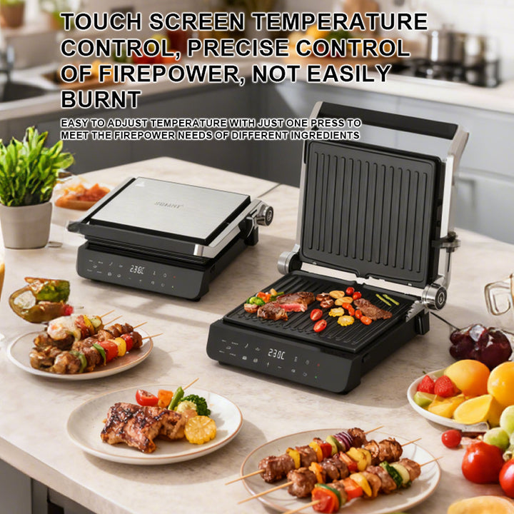 Electric Grill Maker with Non-Stick Plates and Adjustable Temperature Control Bowlift