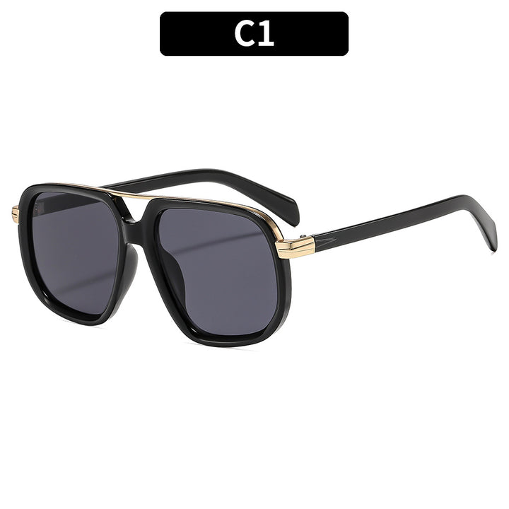 Oversized Square Frame Sunglasses with Elegant Acetate Arms