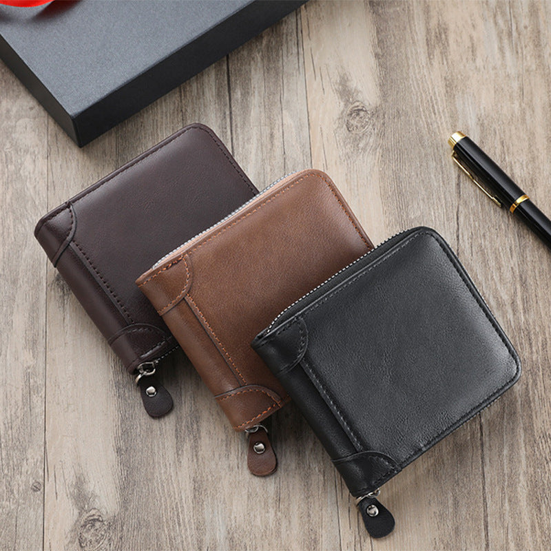 Compact Zip Leather Wallet Bowlift