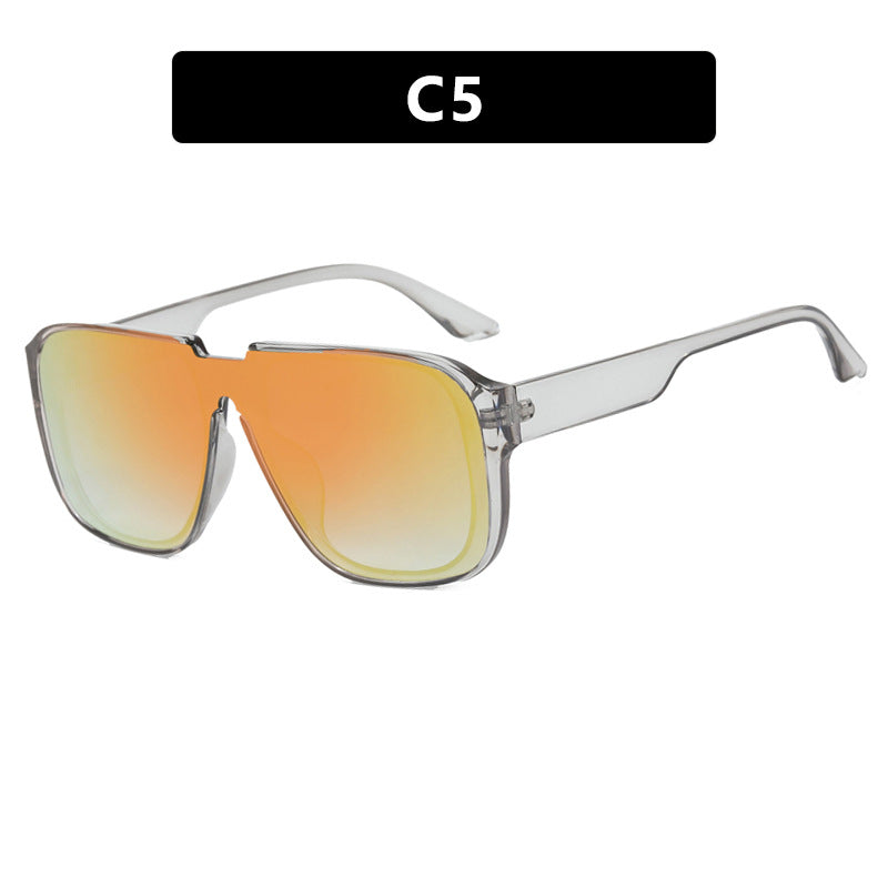Ladies trendy square sunglasses with transparent green frame and protective UV filter Bowlift