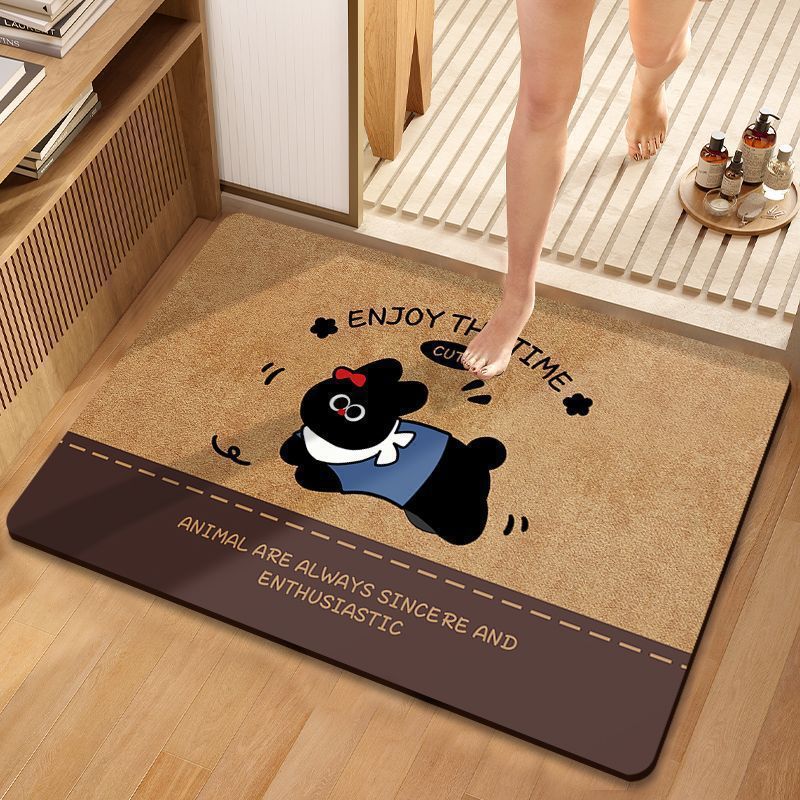 Cute Cartoon Dog-Themed Plush Bath Mat