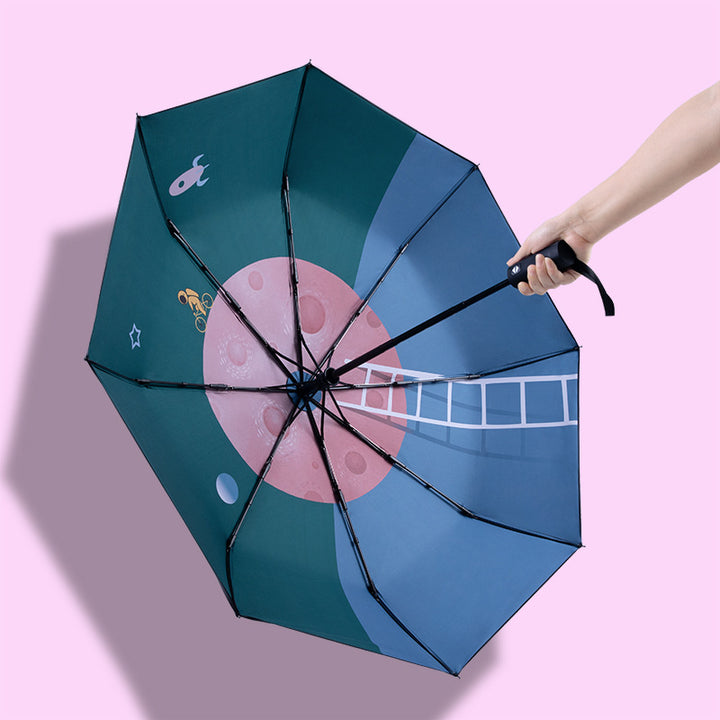 Unisex Automatic Travel Umbrella with Creative Design Bowlift