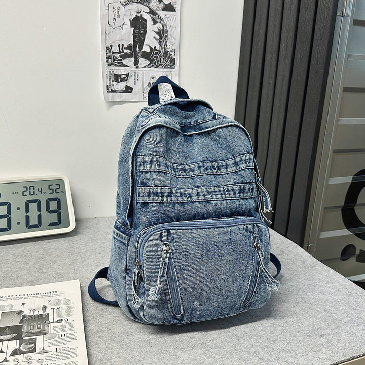 Durable Denim Fabric Backpack Bowlift