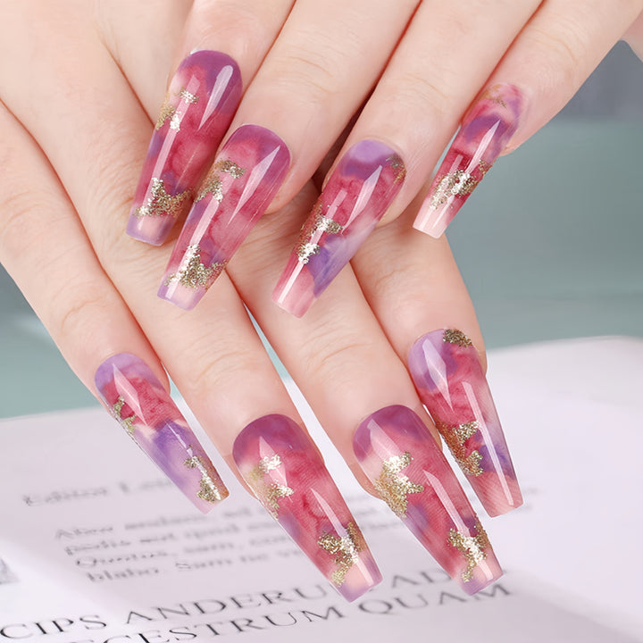 Elegant artificial nails with glitter accents Bowlift