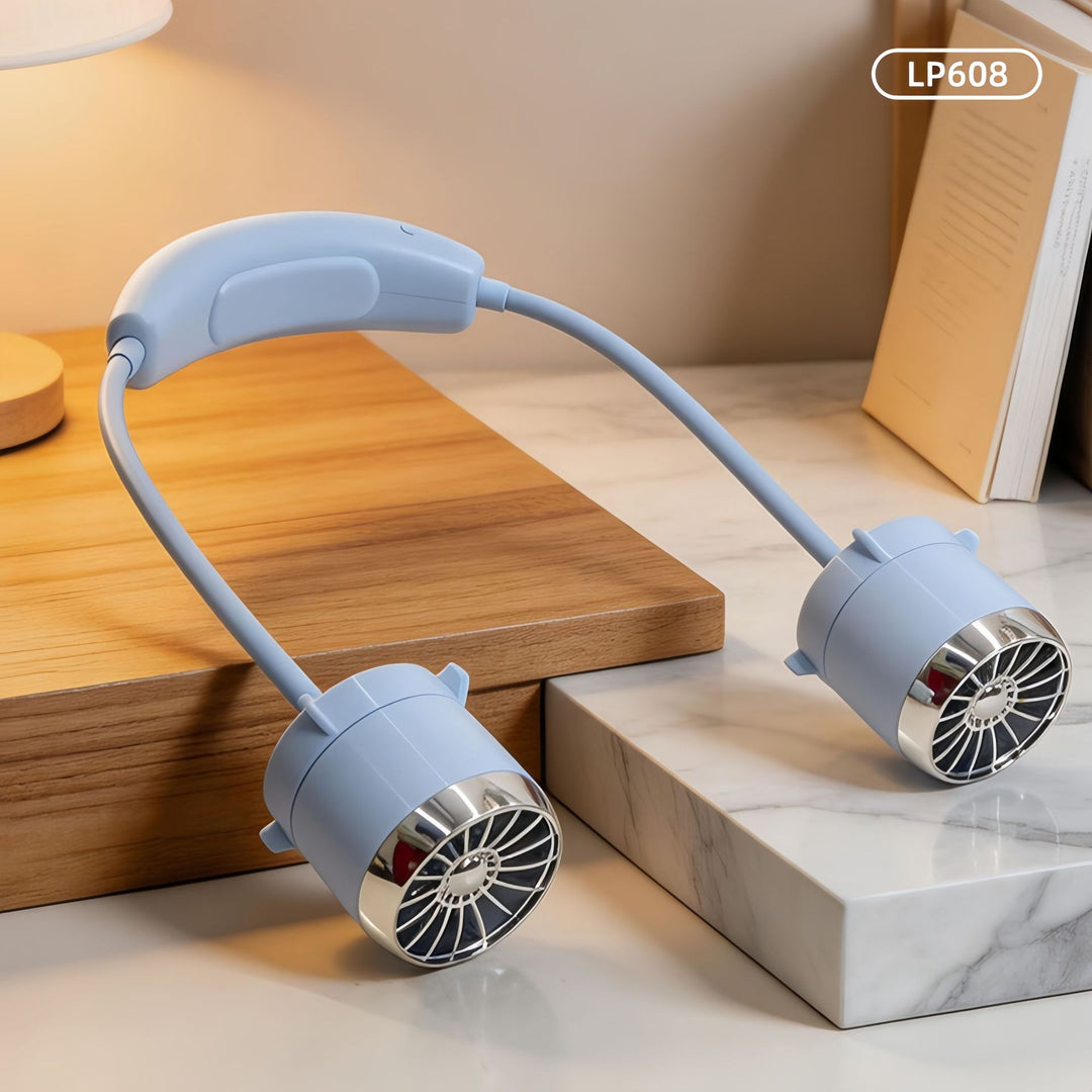 Ladies Wearable Neck Fan with Flexibly Adjustable Fan Heads Bowlift