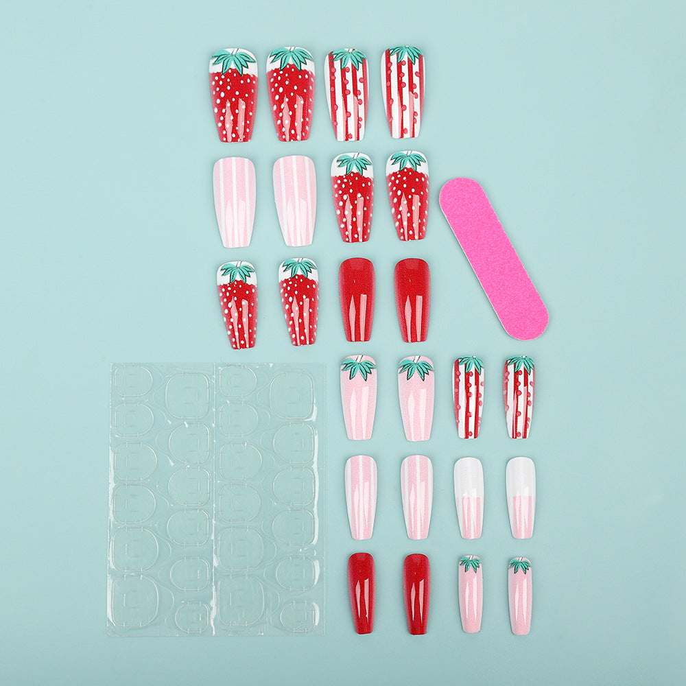 Artificial nails in romantic strawberry design Bowlift