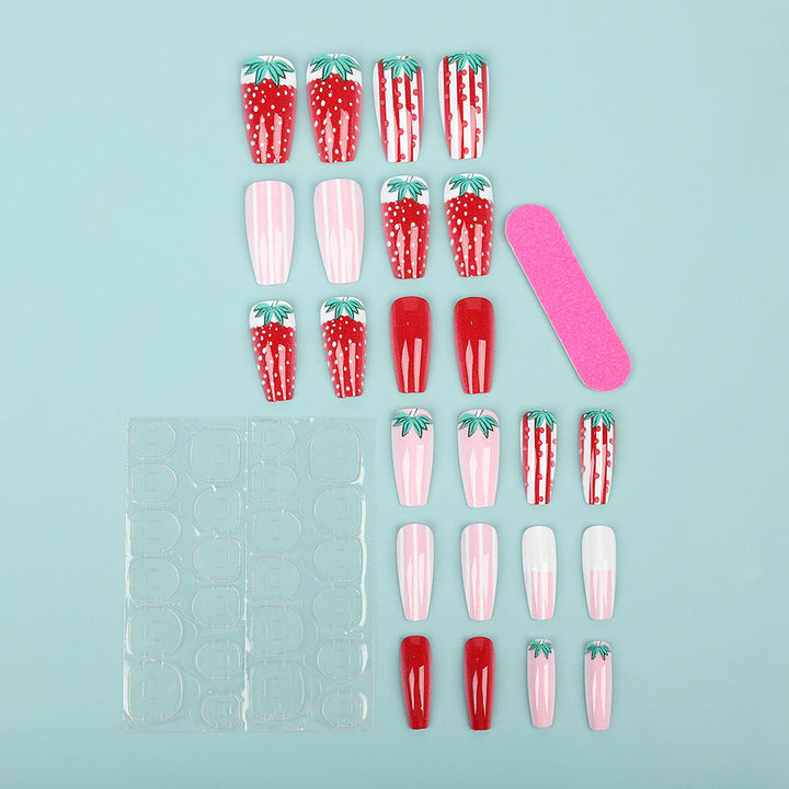 Artificial nails in romantic strawberry design Bowlift
