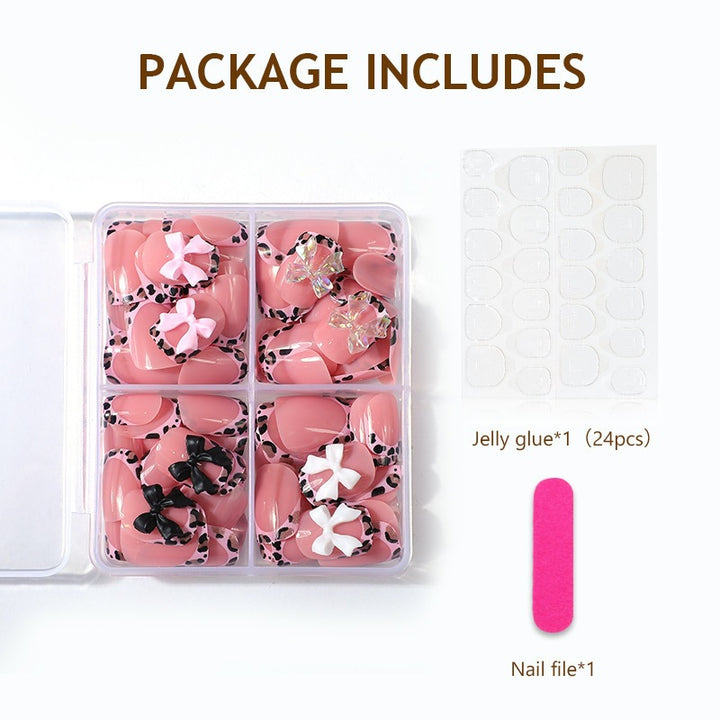 Artificial nail set with impressive floral and bow accents Bowlift