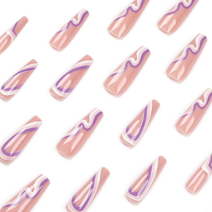 Artful nail extensions with elegant wave pattern Bowlift