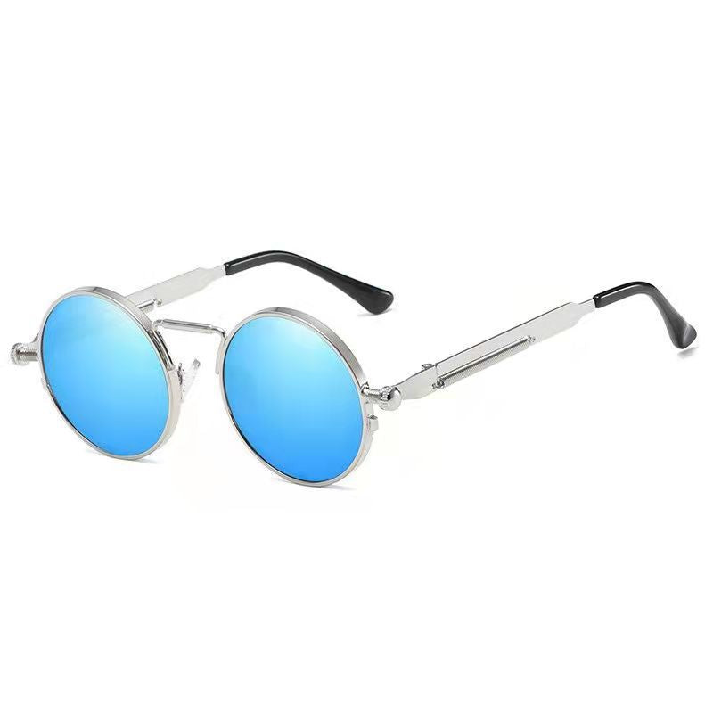 Ladies Round Metal Sunglasses with Mirrored Lenses Bowlift
