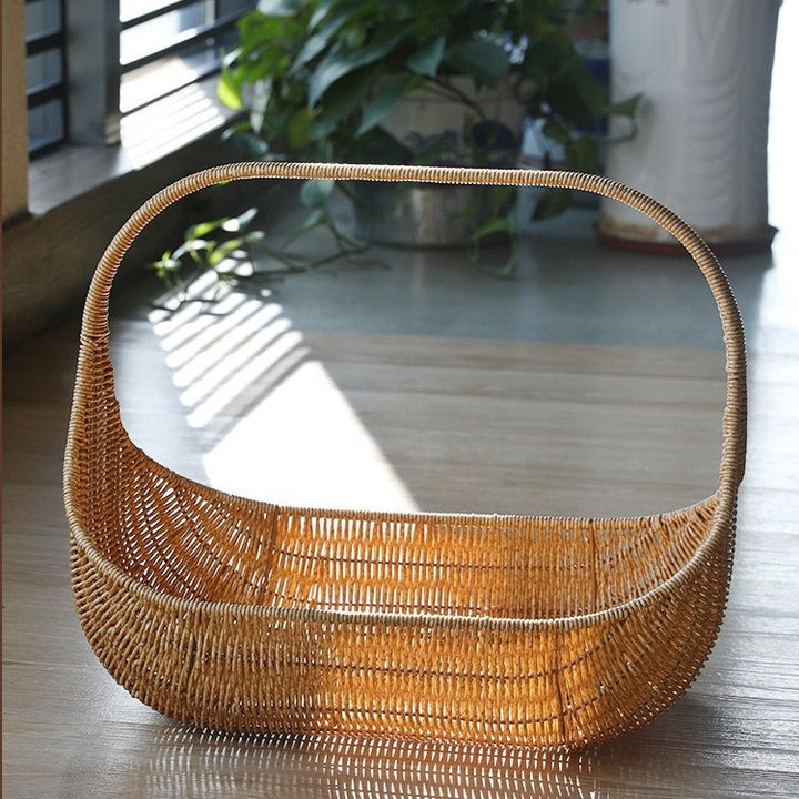 Ladies Handcrafted Rattan Basket with Elegant Contour Bowlift