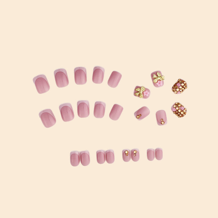 Glamorous Rhinestone and Floral Nail Art Bowlift