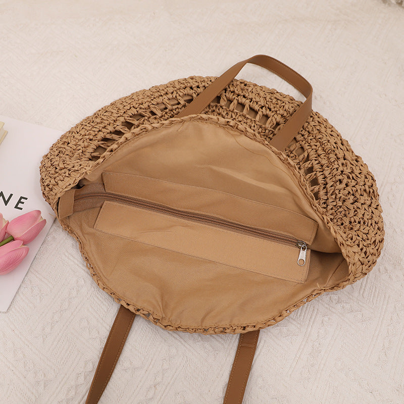 Handmade macrame tote bag with leather handles Bowlift