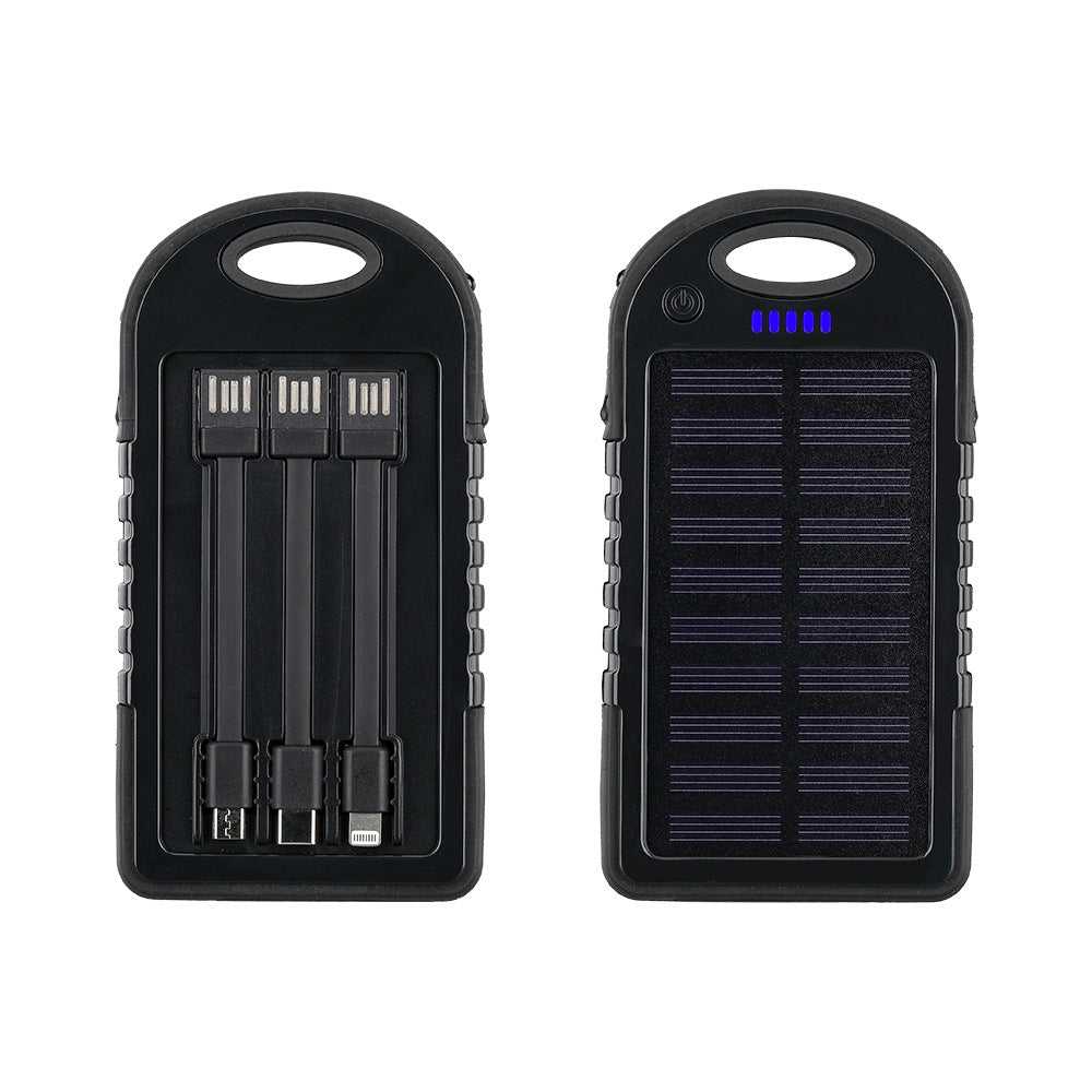 Portable Solar Power Bank with Integrated Cable Management and Fast Charging Function Bowlift