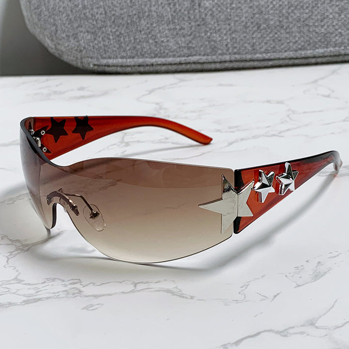 Women's stylish sports sunglasses with half-frame and striking star accents Bowlift