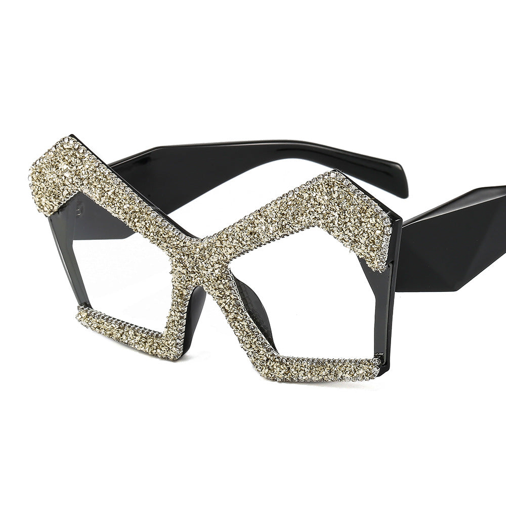 Women's Sparkling Cat-Eye Sunglasses with Extravagant Rhinestone Frame Bowlift