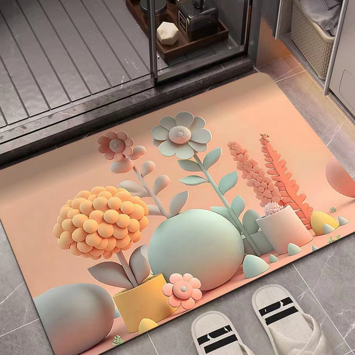 Flower Pattern Soft Indoor Mat Bowlift