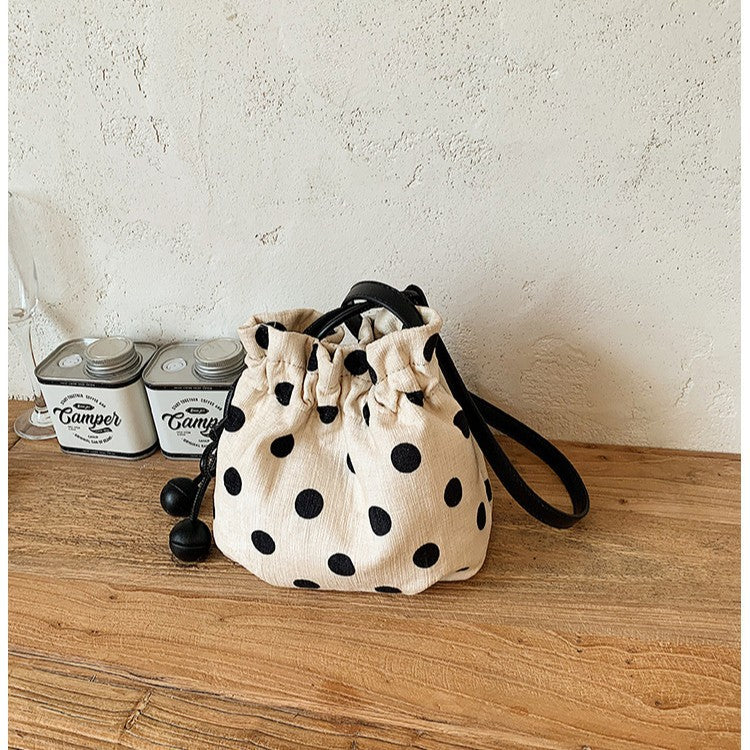Polka Dot Drawstring Shoulder Bag Bowlift