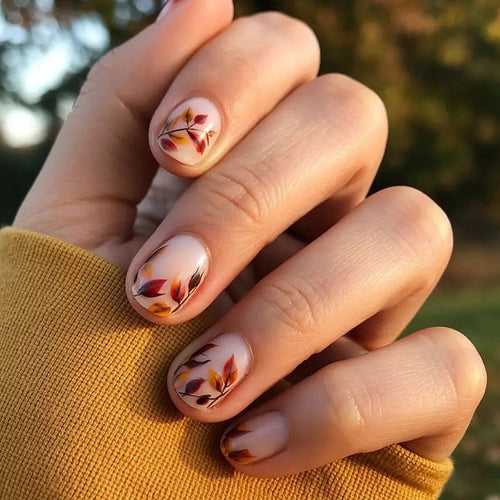 Artistic Autumn Leaf Press-On Nail Set Bowlift