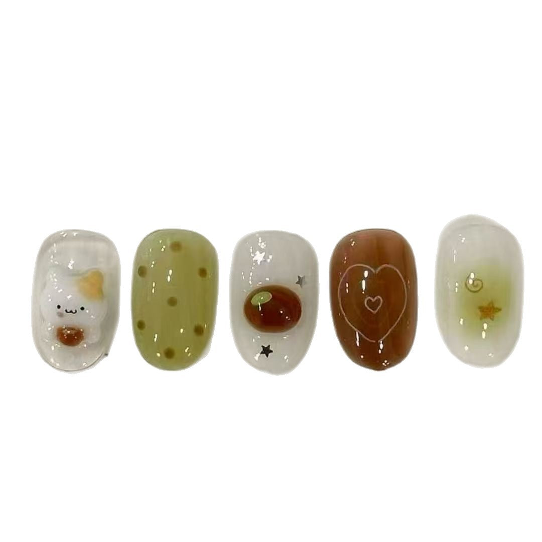 Whimsical Bunny-Themed Press-On Nail Art Set Bowlift