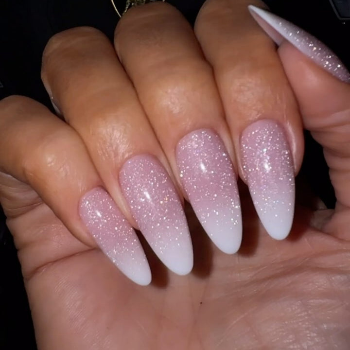 Glamorous Ombre Glitter Nail Extensions Bowlift