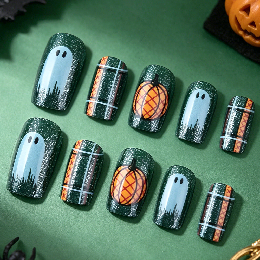 Pumpkin-Themed Press-On Nail Art Set Bowlift