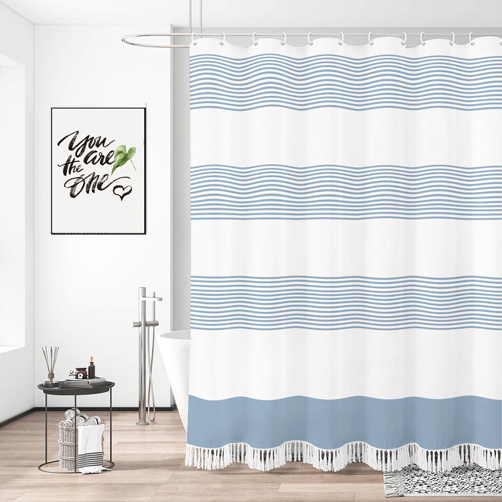 Coastal Wave Pattern Shower Curtain Bowlift