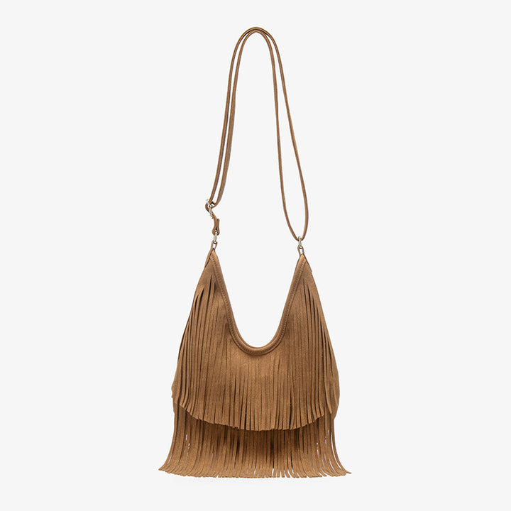 Fringed Suede Crossbody Clutch