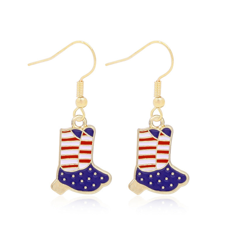 Women's lightweight star earrings with enamel flag design and fishhook Bowlift