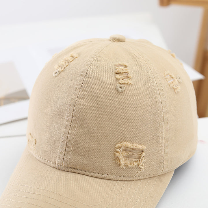 Women's fashionable destroyed baseball cap with adjustable strap Bowlift