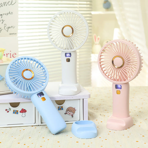 Ladies Portable USB Handheld Fan with Digital Speed Control Bowlift