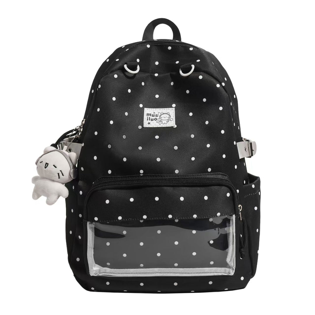 Polka Dot Embroidered Backpack Bowlift