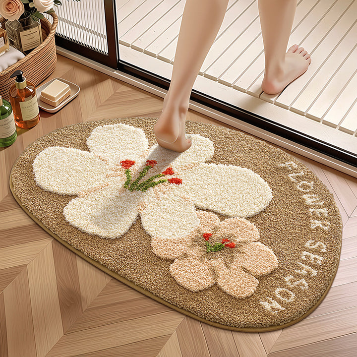 Floral-Themed Comfort Bath Mat Bowlift