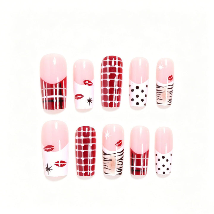 Artistic Press-On Nail Set with Unique Patterns Bowlift