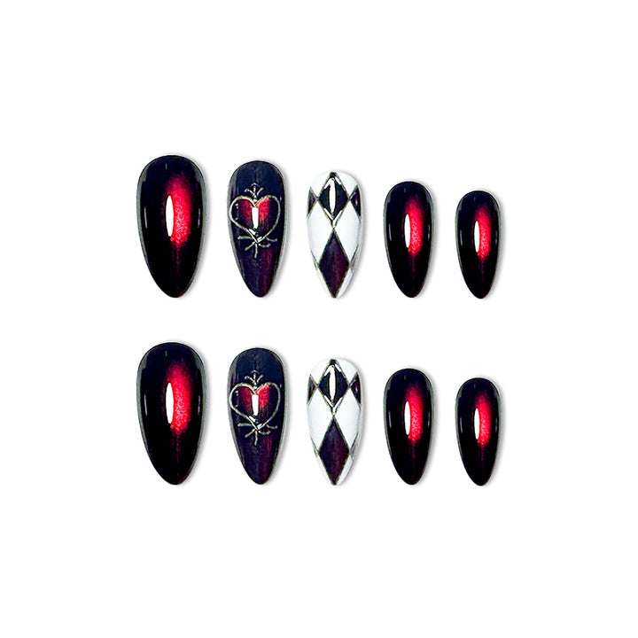 Stiletto Nail Enhancements with Heart Design Bowlift
