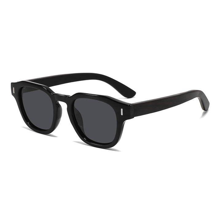 Rimless oversized cat eye polarized sunglasses with wood-effect temples Bowlift
