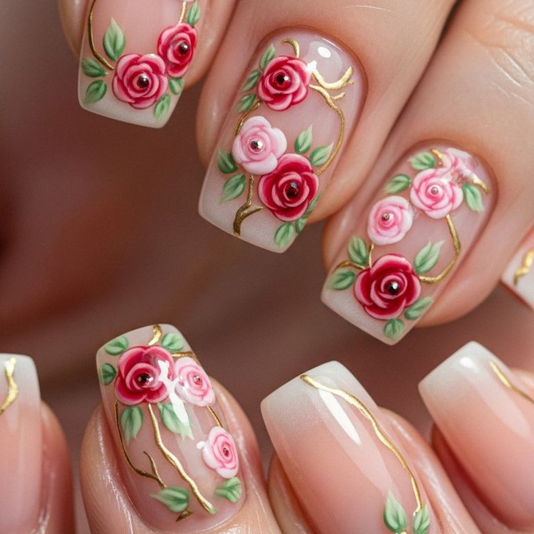 Floral Art Nail Design Bowlift