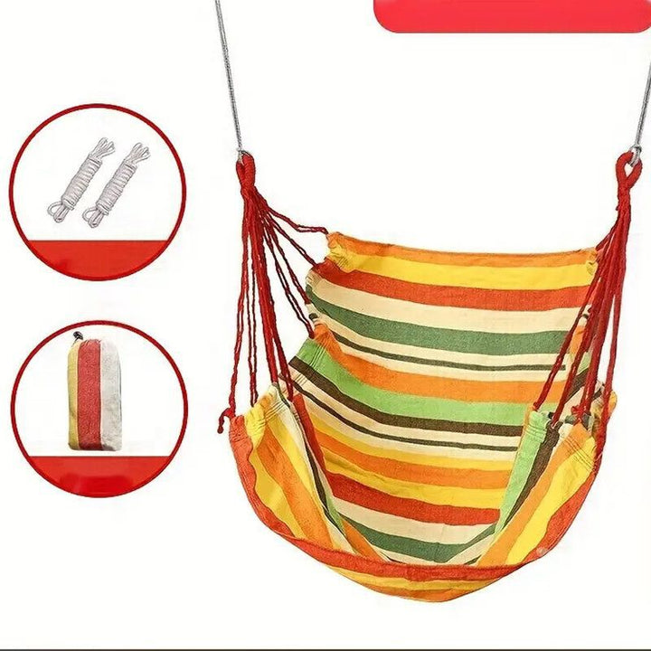 Hanging hammock chair with reinforced cotton canvas and integrated arm pockets Bowlift