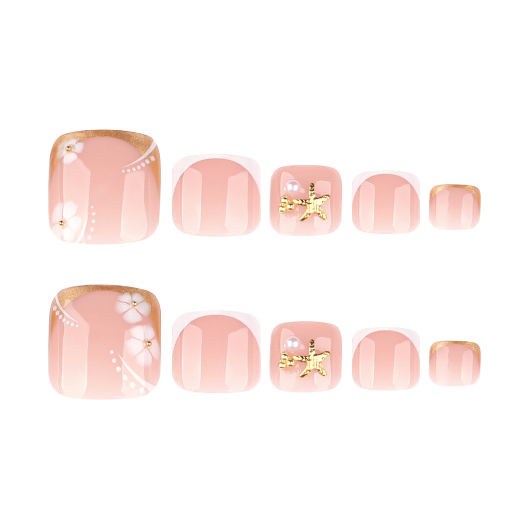 Artful toenail art with delicate flower and glitter accents Bowlift