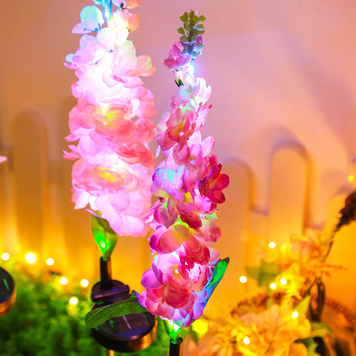 Tall Artificial Delphinium Floral Stake With Adjustable Metal Ground Spike And Removable Clamp Bowlift