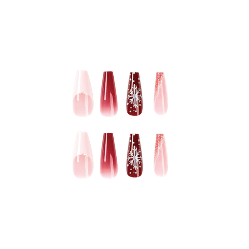 Artful Christmas nail extensions with elegant glitter and snowflake design Bowlift