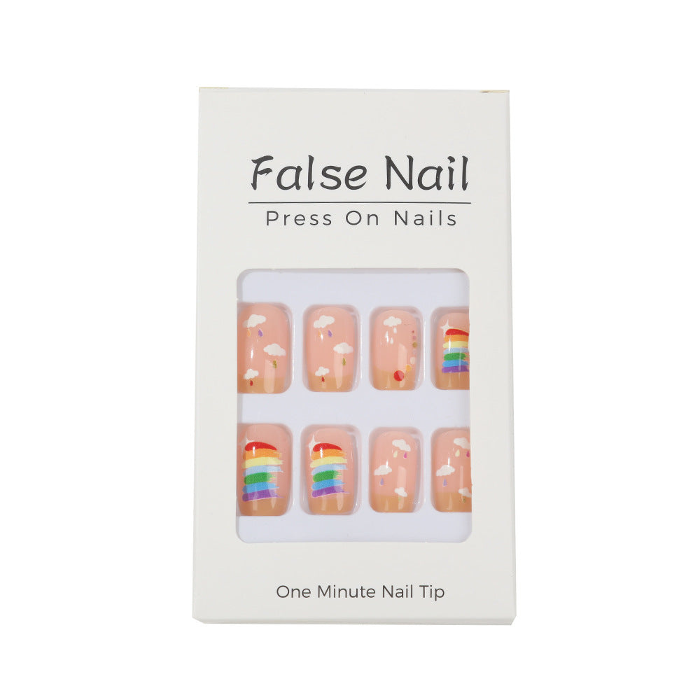 Creative Nail Art Set with Rainbow and Cloud Designs Bowlift