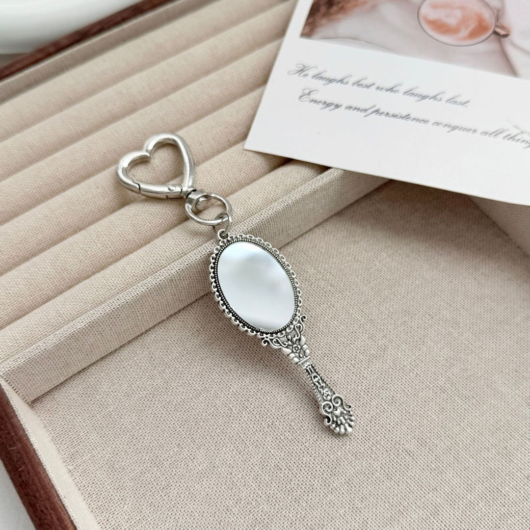 Vintage-Style Compact Mirror Keychain Bowlift