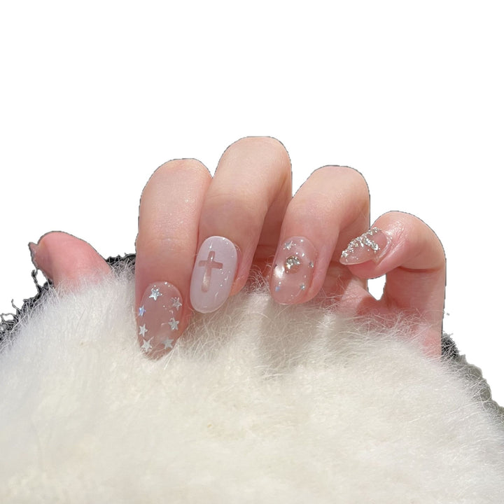Artistic Glitter-Accent Press-On Nail Set Bowlift