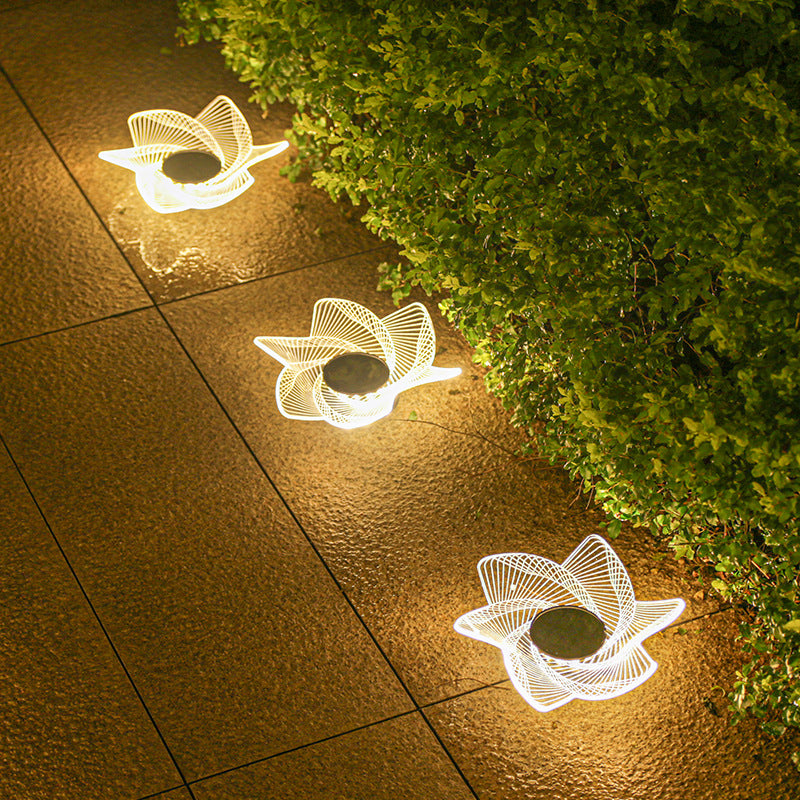 Decorative Solar Acrylic Petal Garden Stake LED Pathway Light Bowlift