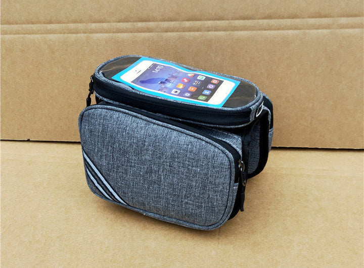 waterproof bike handlebar phone bag with touchscreen top and spacious dual compartment and reflective accents Bowlift