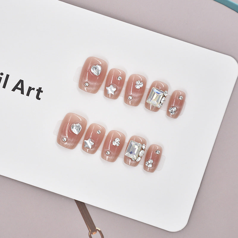Glamorous Heart-Themed Press-On Nail Set Bowlift